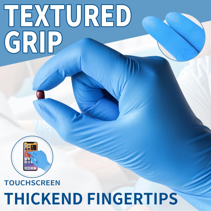 FINITEX Blue Disposable Nitrile Exam Gloves - 200 PCS/BOX 3.5mil Rubber Powder-Free Latex-Free Medical Examination Home Cleaning Food Gloves, MEDIUM - Image 5